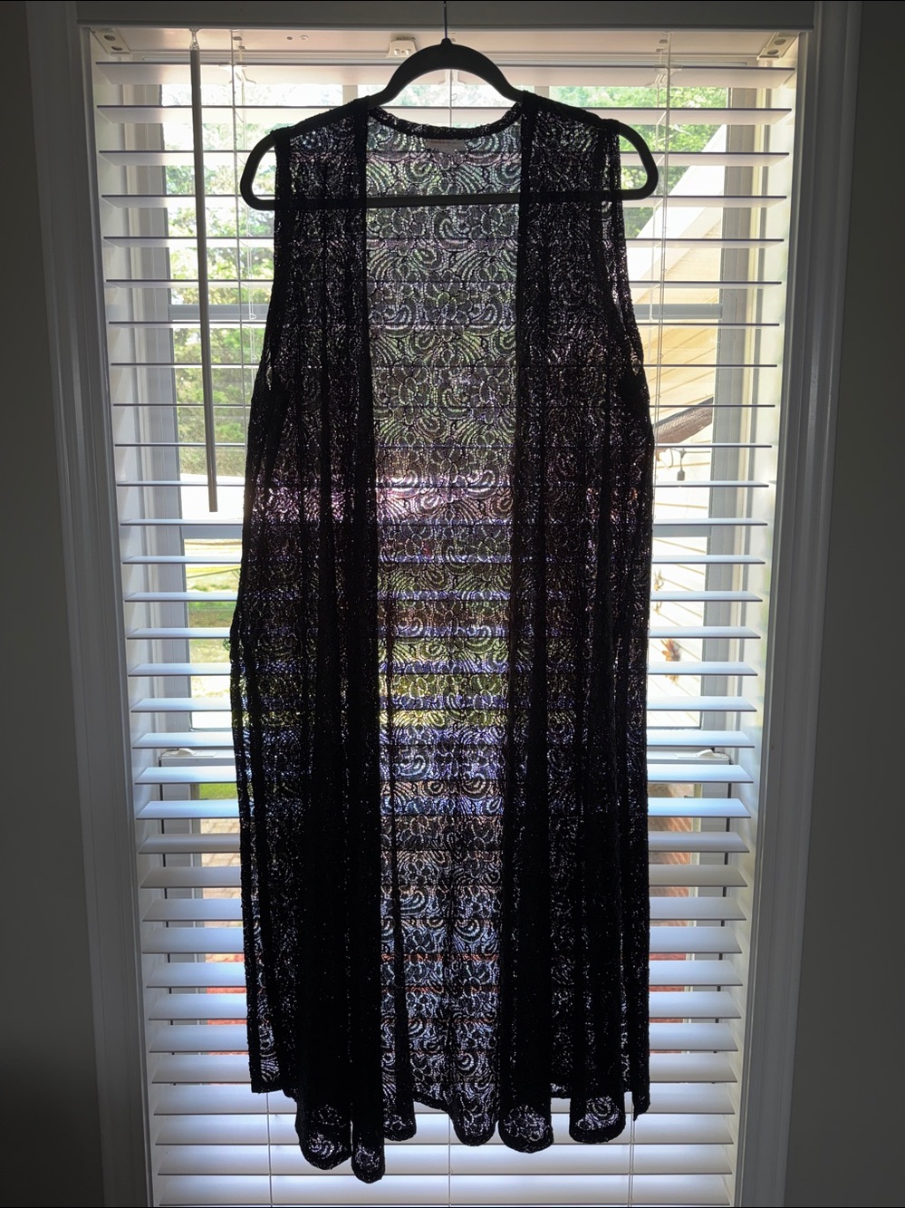 LuLaRoe Black Lace Sleeveless Duster - EUC - Large